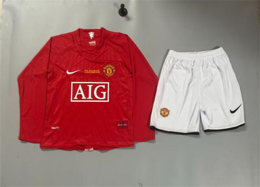 Manchester United Kids 2007-08 Home UCL Final Long Sleeve Jersey