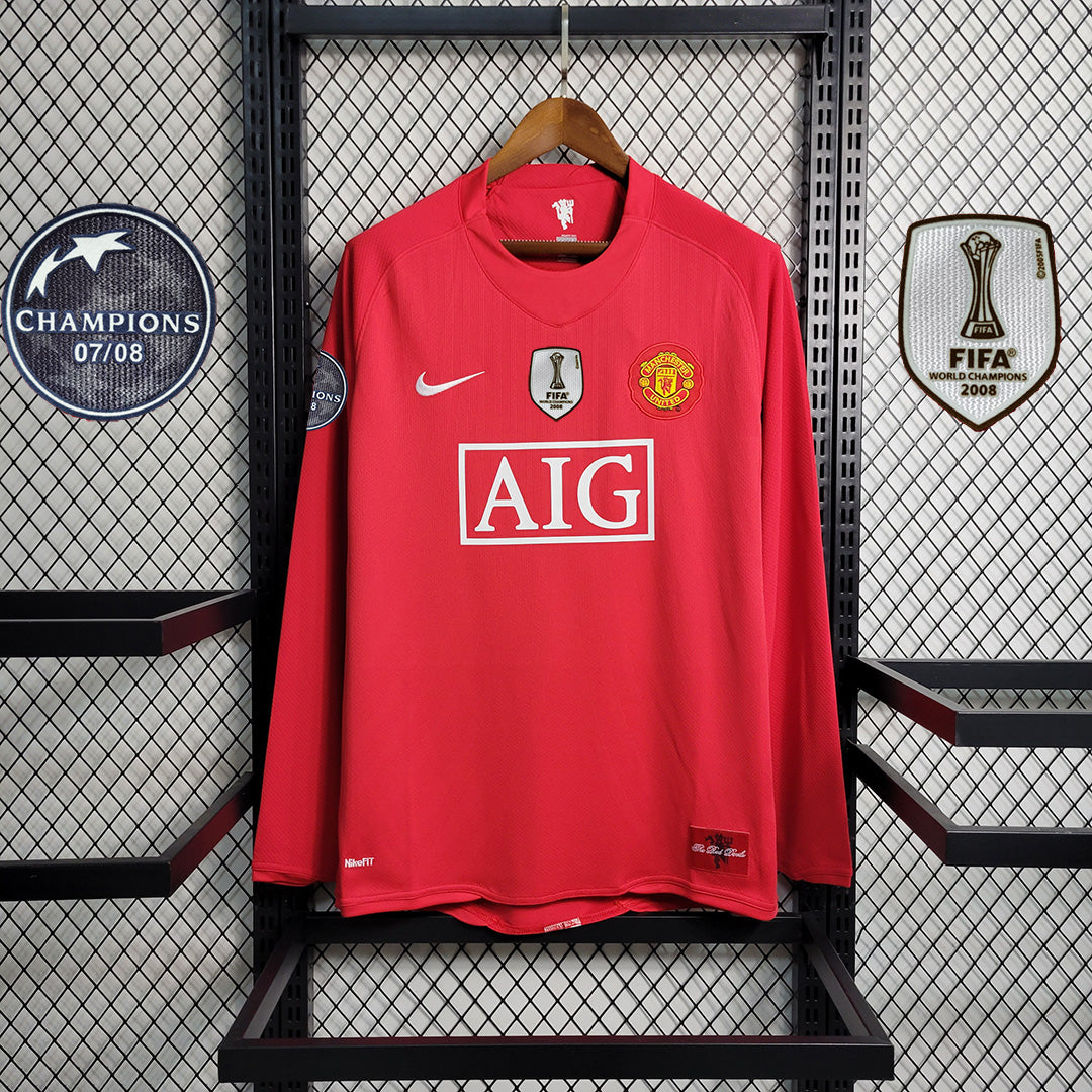 Manchester United 2007-2008 Home Long Sleeve Jersey