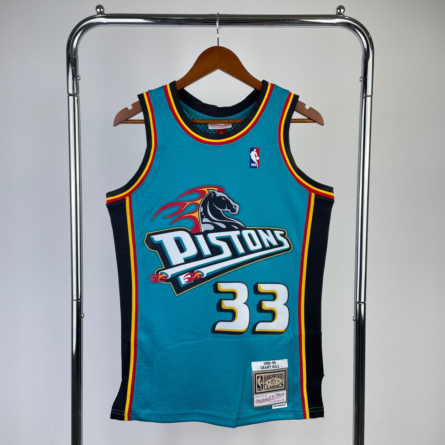 Detroit Pistons 1998 Grant Hill Teal Mitchell & Ness Hardwood Classics Swingman Jersey