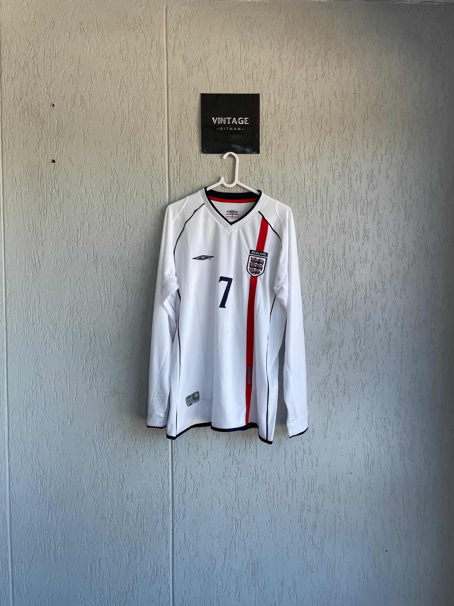 England 2002 Home Long Sleeve Jersey - #7 BECKHAM (M)