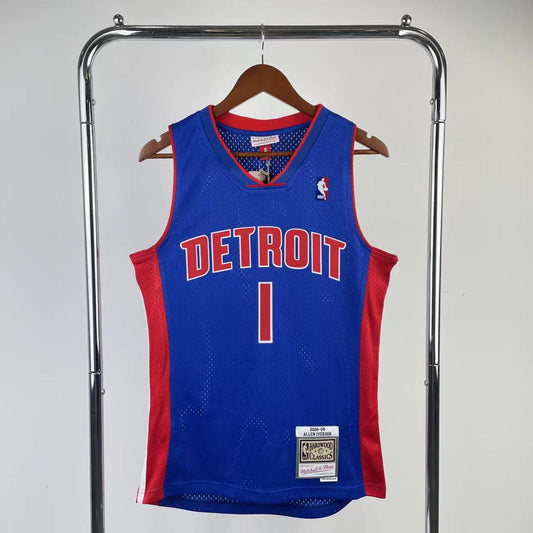 Detroit Pistons 2008-09 Allen Iverson Blue Mitchell & Ness Hardwood Classics Swingman Jersey