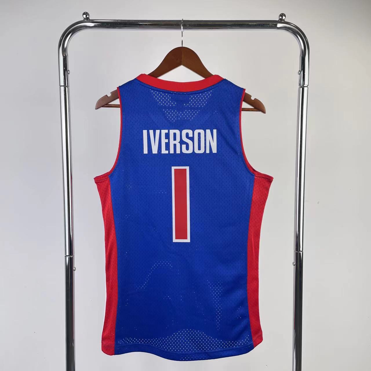 Detroit Pistons 2008-09 Allen Iverson Blue Mitchell & Ness Hardwood Classics Swingman Jersey