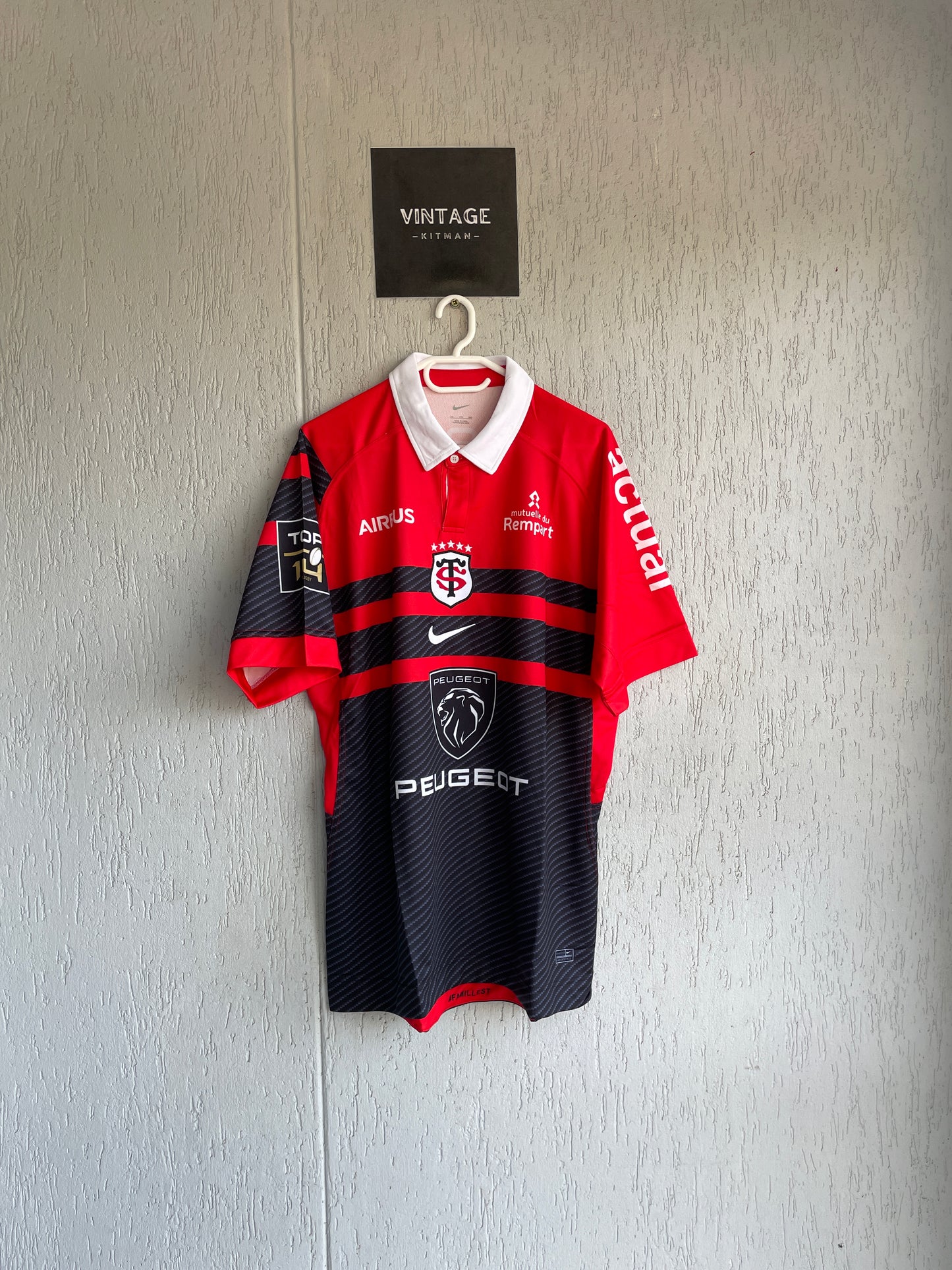 Stade Toulouse 2023 Home Red and Black Rugby Jersey