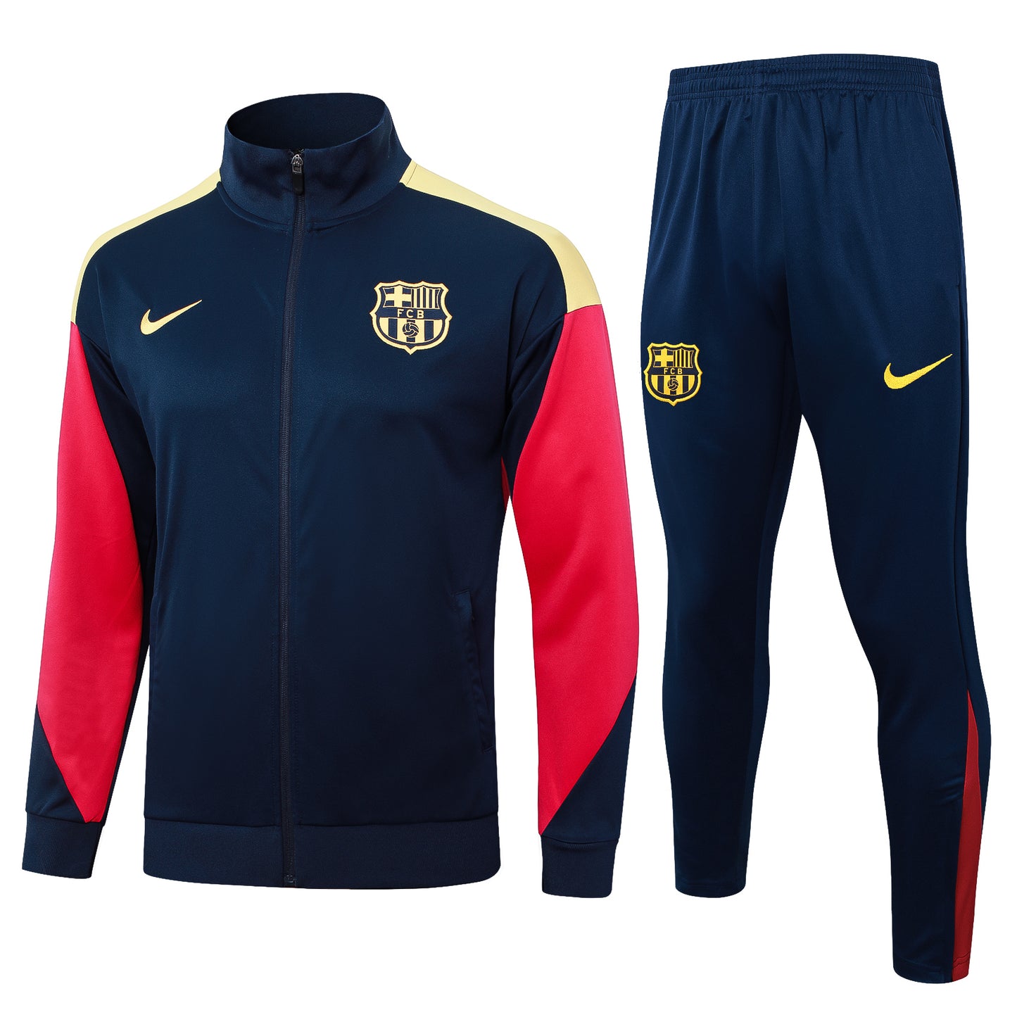 Barcelona 2024-25 Navy Red and Yellow Full-zip Tracksuit Set