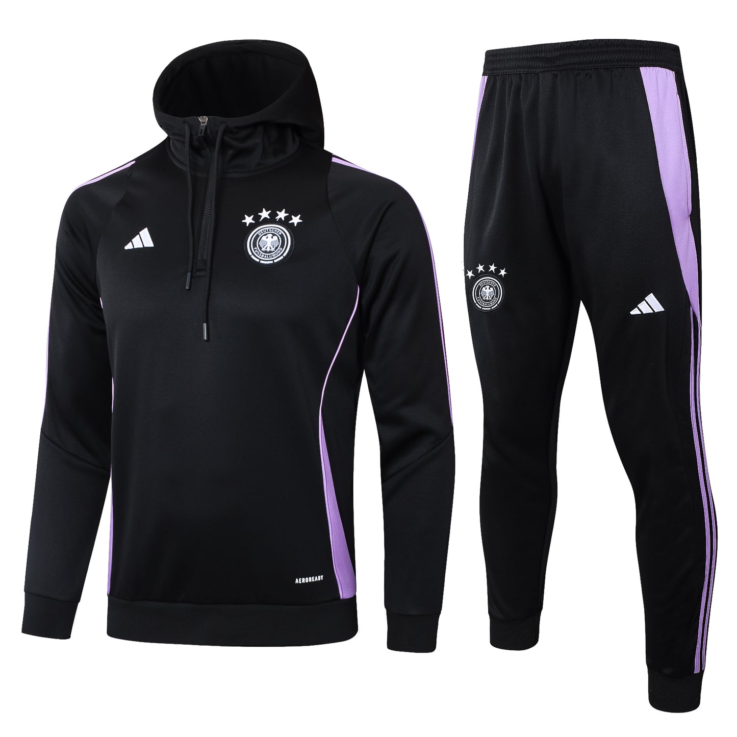 Germany 2024 Black Half-Zip Hoodie Tracksuit Set