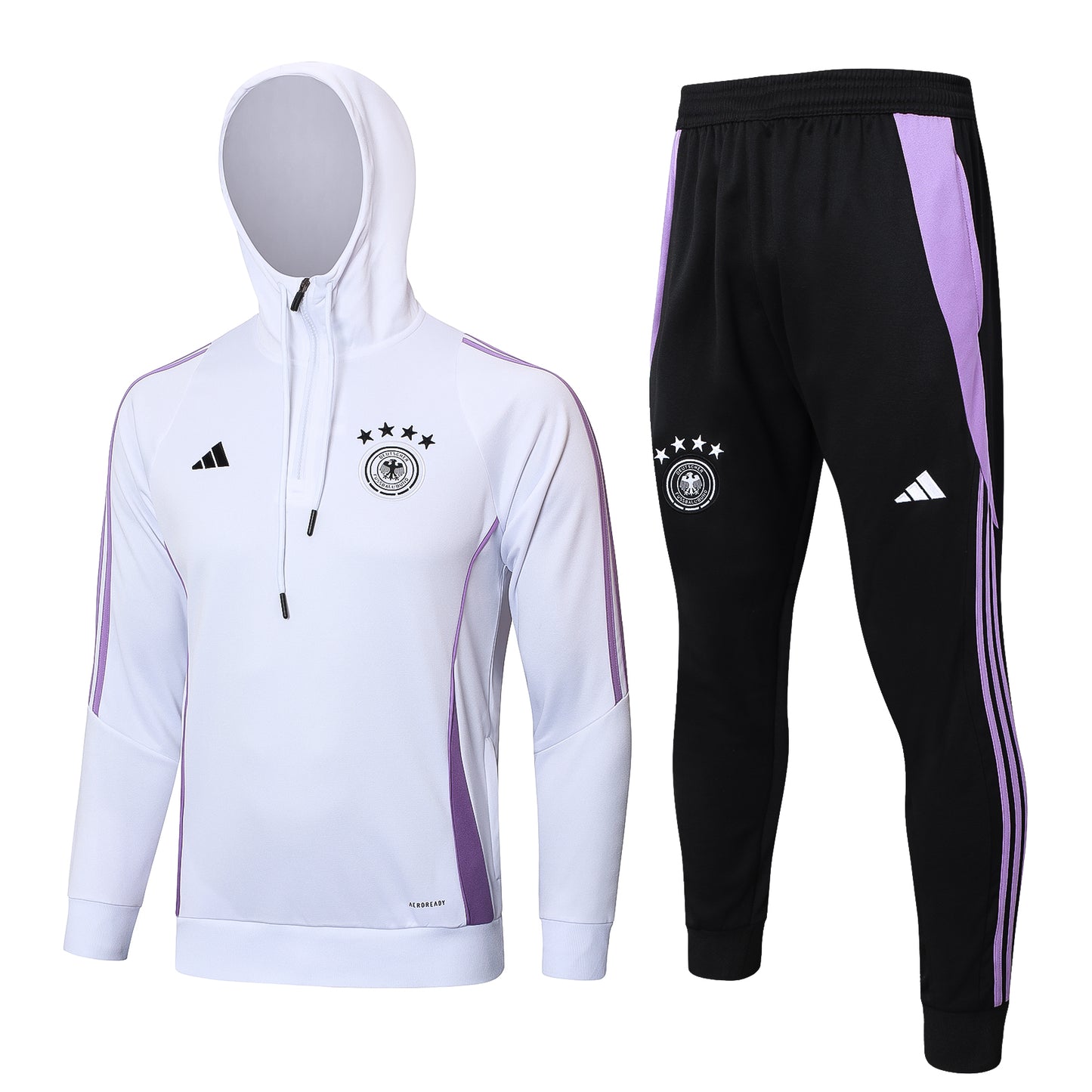 Germany 2024 White Half-Zip Hoodie Tracksuit Set