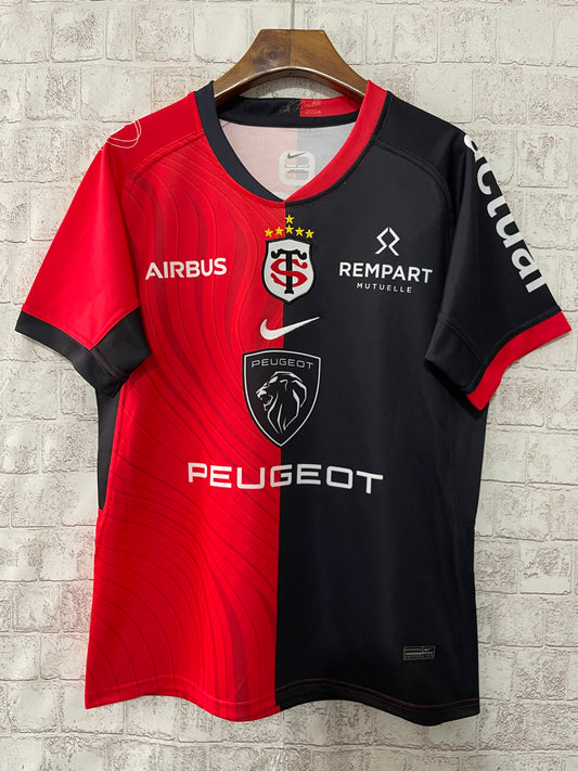 Stade Toulouse 2024-25 Home Black and Red Rugby Jersey