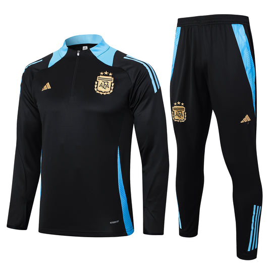 Argentina 2024 Black Half-Zip Training Tracksuit Set