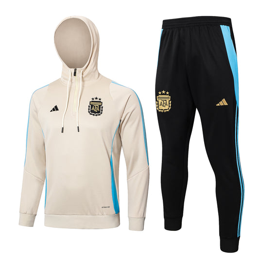 Argentina 2024 Cream Half-Zip Hoodie Tracksuit Set