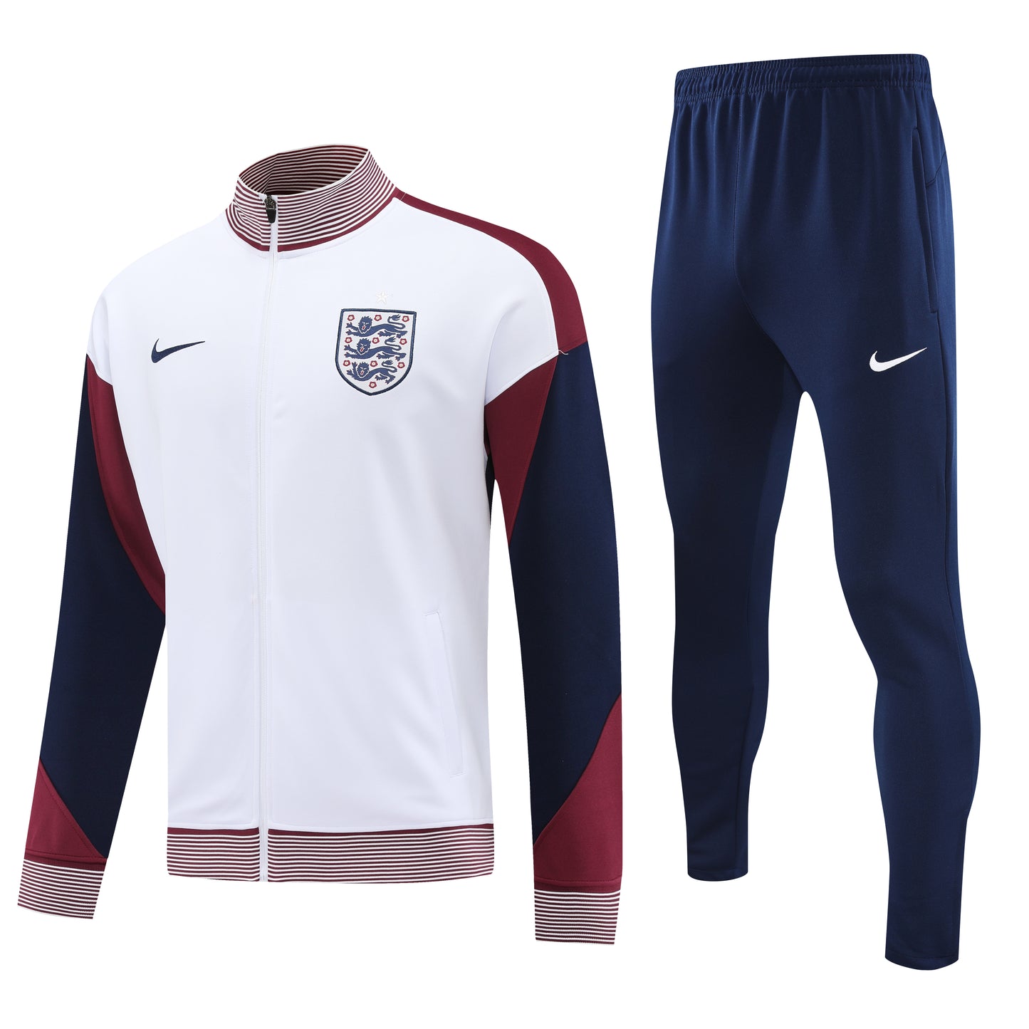 England 2024 White and Maroon Full-Zip Tracksuit Set