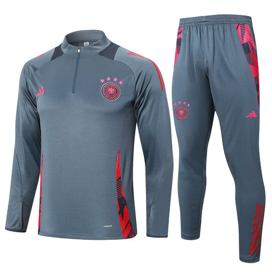 Germany 2024 Grey Half-Zip Training Tracksuit Set