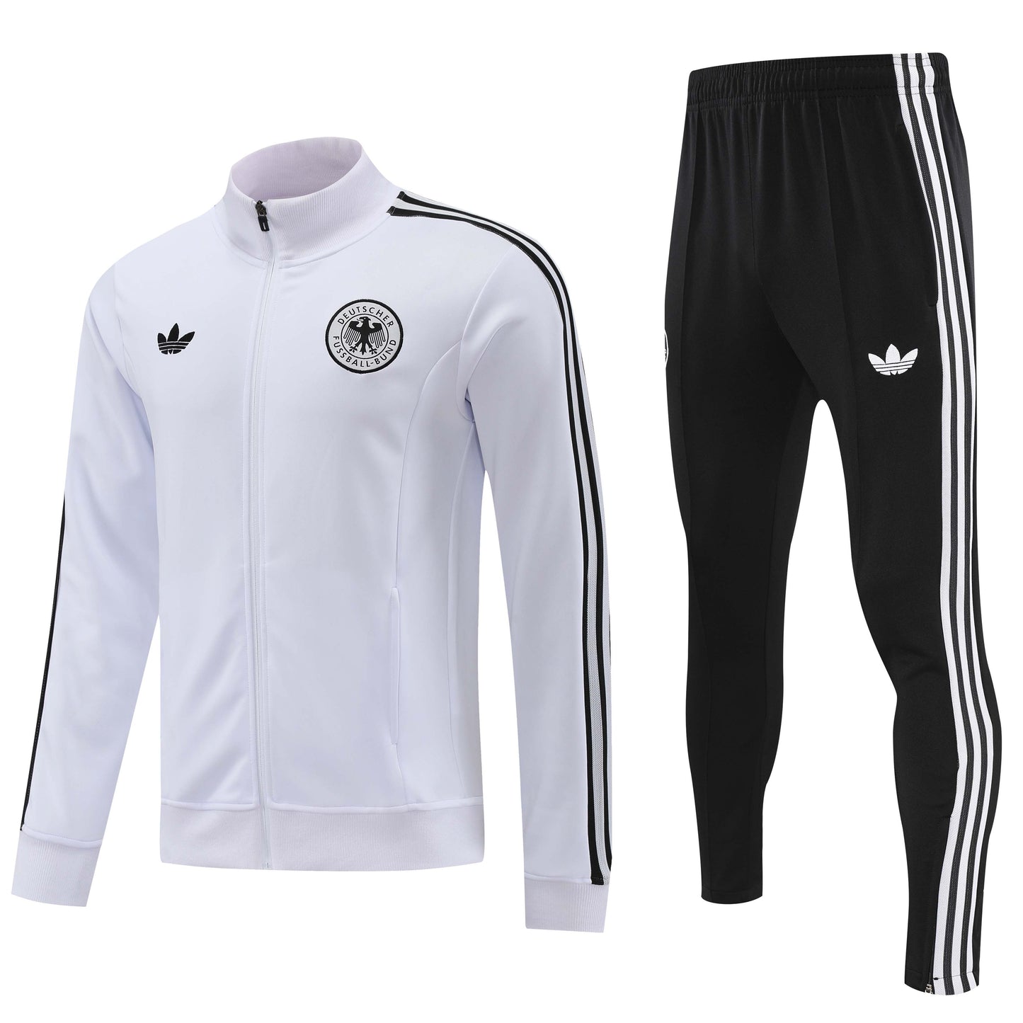 Germany 2024 White and Black Classic Full-Zip Tracksuit Set