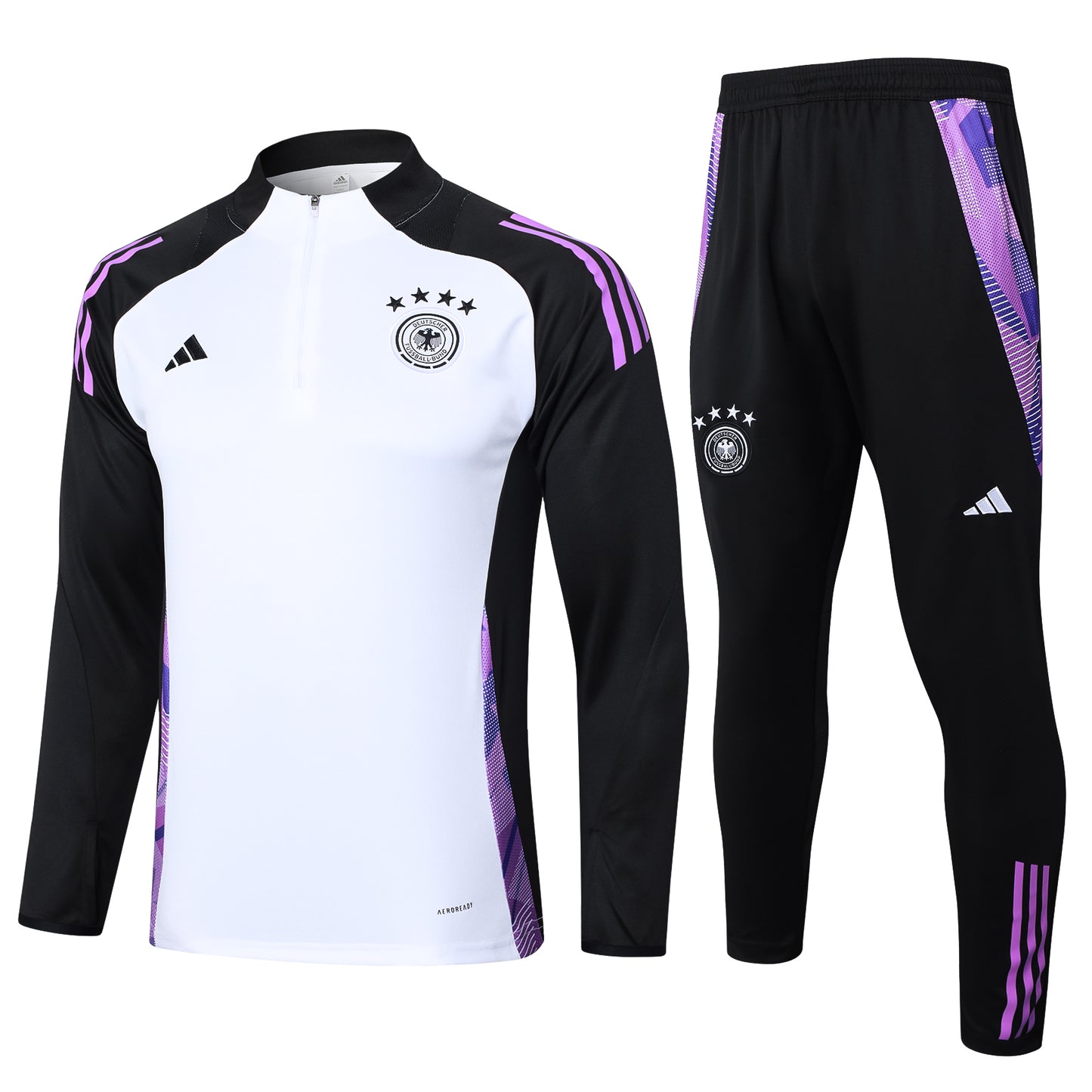 Germany 2024 White and Black Half-Zip Training Tracksuit Set