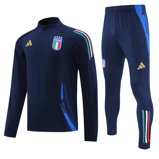 Italy 2024 Navy Half-Zip Training Tracksuit Set