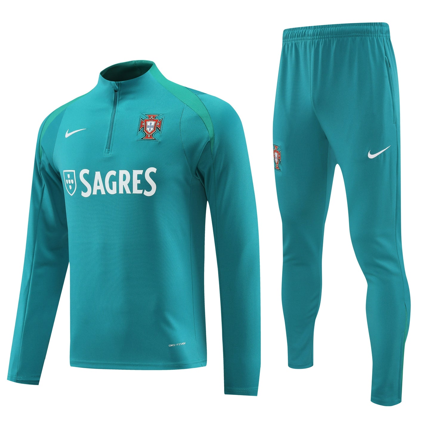 Portugal 2024 Green Half-Zip Training Tracksuit Set