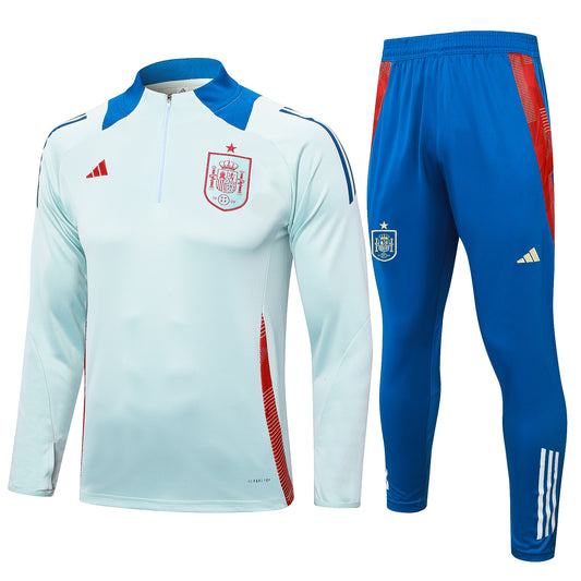 Spain 2024 Blue Half-Zip Training Tracksuit Set