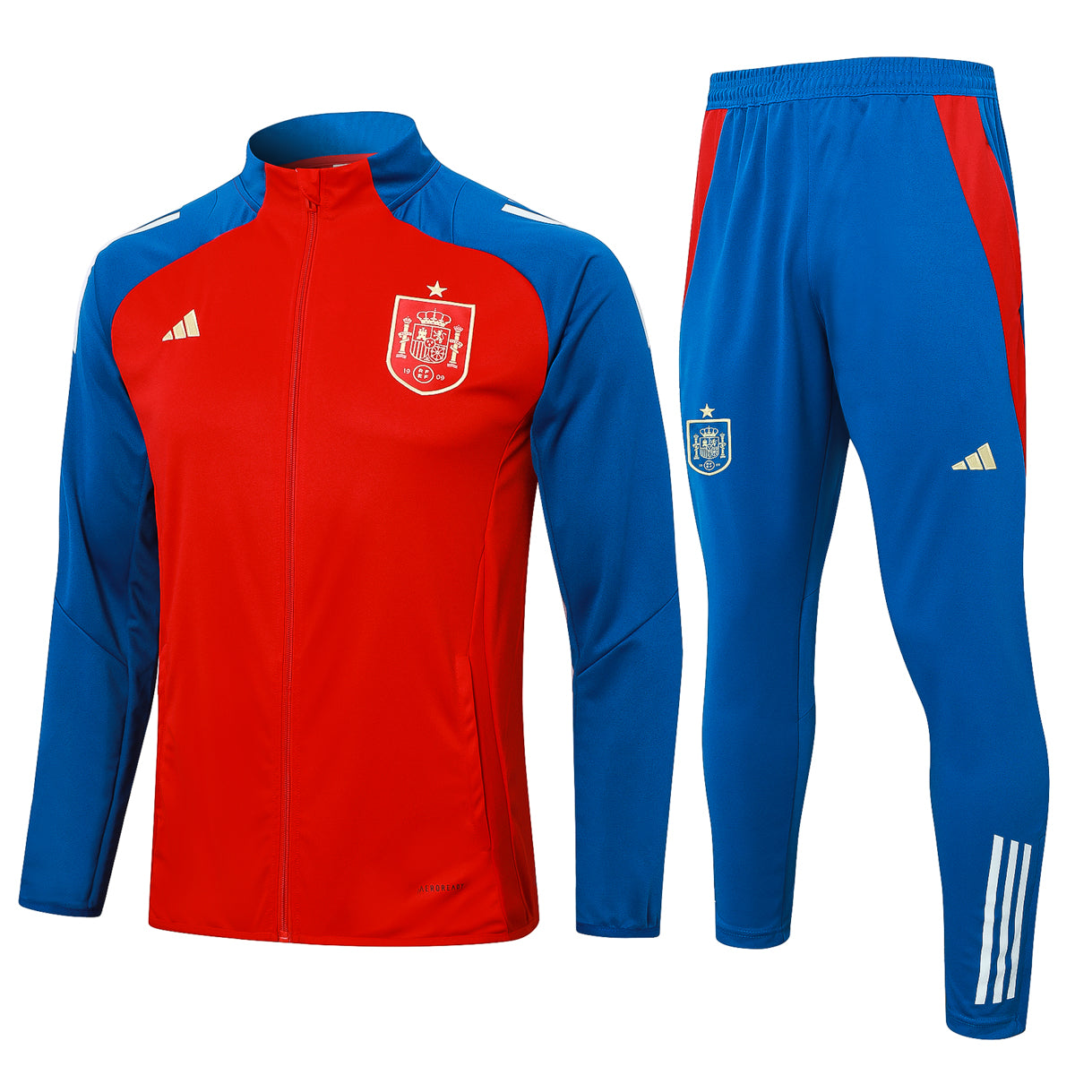 Spain 2024 Red and Blue Full-Zip Training Tracksuit Set