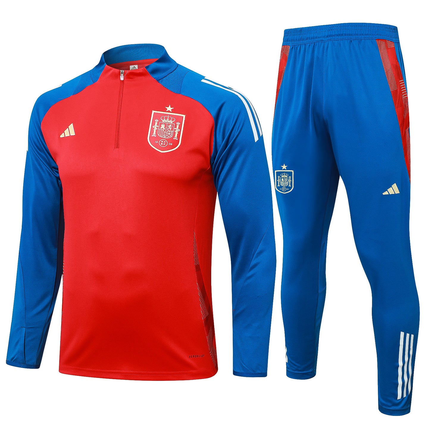 Spain 2024 Red and Blue Half-Zip Training Tracksuit Set