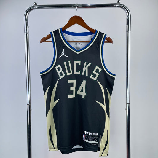 Milwaukee Bucks 2023-24 Jordan Brand Black Swingman Jersey - Statement Edition