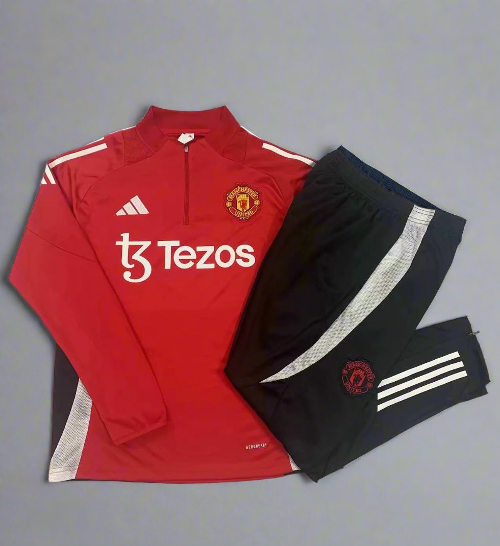 Manchester United 2024-25 Red Half-Zip Training Tracksuit Set