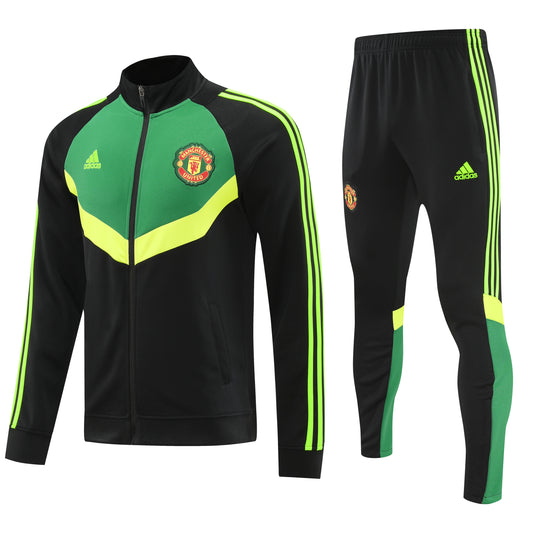 Manchester United 2024-25 Black Green and Yellow Full-Zip Tracksuit Set