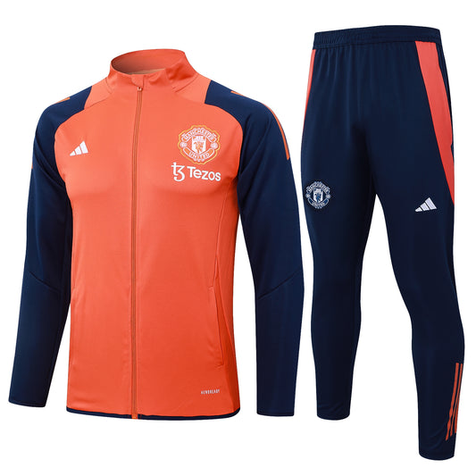 Manchester United 2024-25 Orange Full-Zip Tracksuit Set