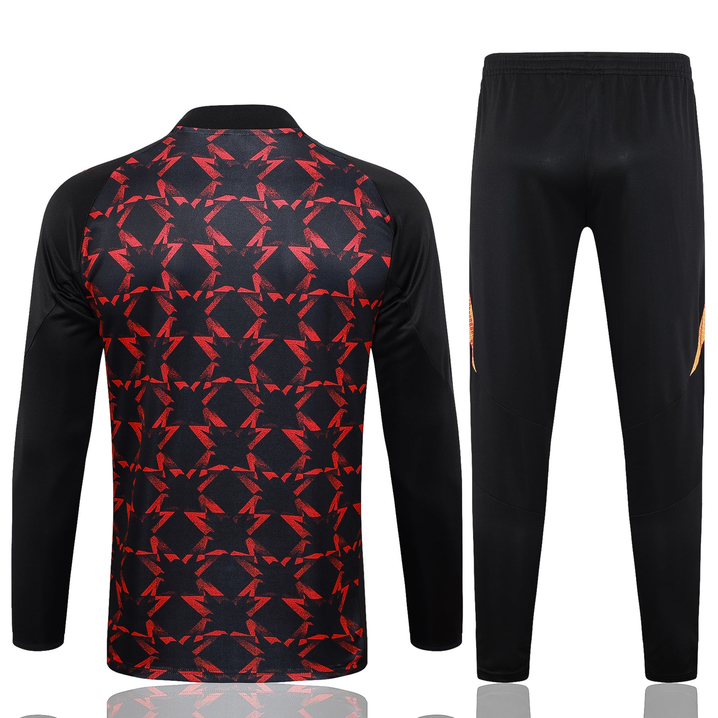 Manchester United 2024-25 Red and Black Pattern Half-Zip Training Tracksuit Set