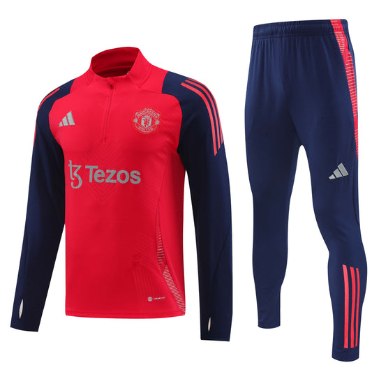 Manchester United 2024-25 Red and Navy Half-Zip Training Tracksuit Set