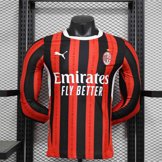 AC Milan 2024-25 Home Long Sleeve Player Version Jersey