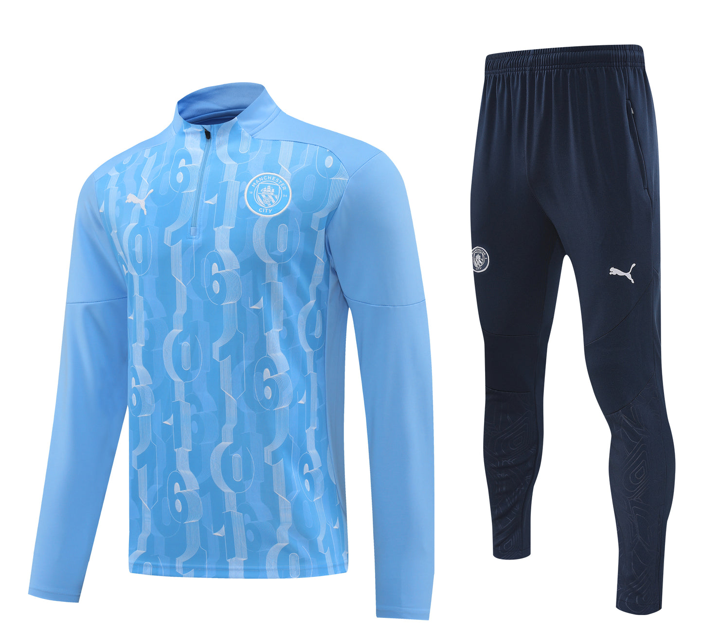 Manchester City 2024-25 Half-Zip Tracksuit Set Blue and Navy