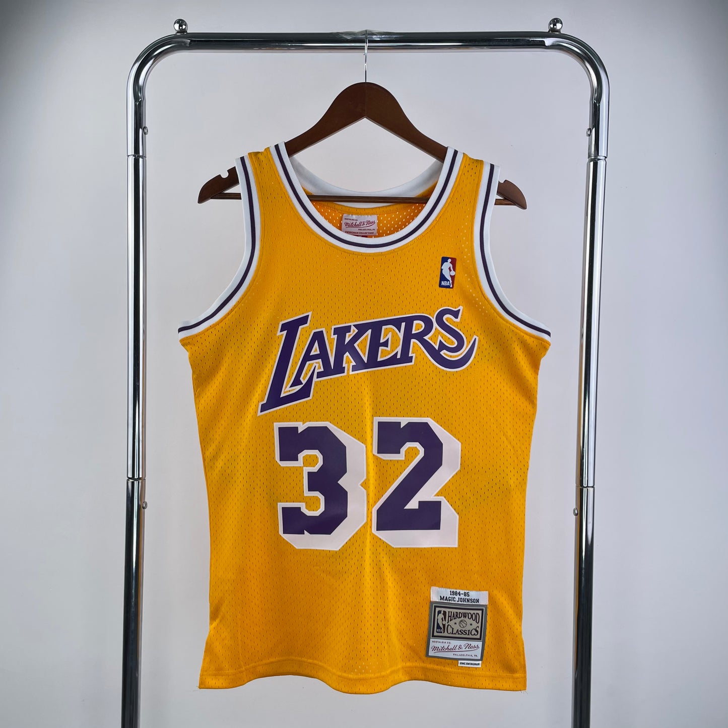 Los Angeles Lakers 1984-85 Magic Johnson Gold Mitchell & Ness Hardwood Classics Swingman Jersey