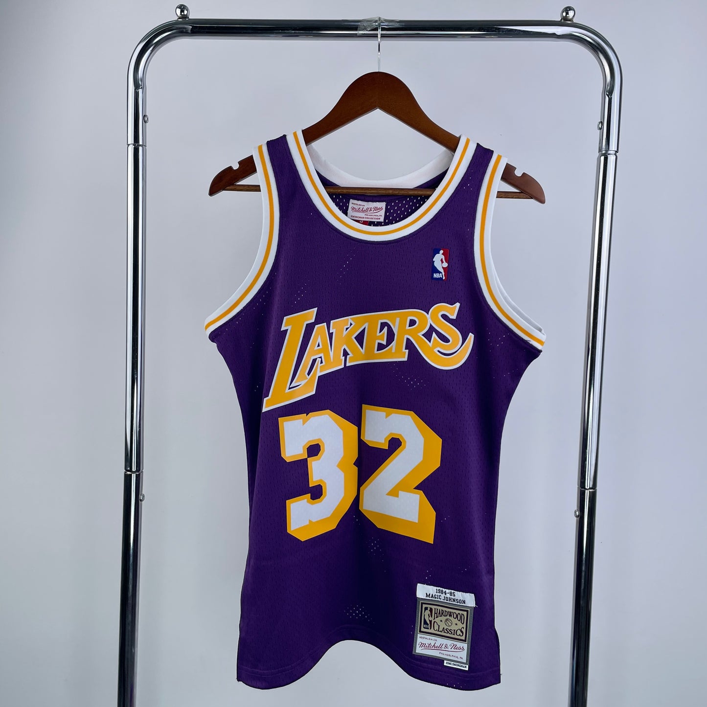 Los Angeles Lakers 1984-85 Magic Johnson Purple Mitchell & Ness Hardwood Classics Swingman Jersey