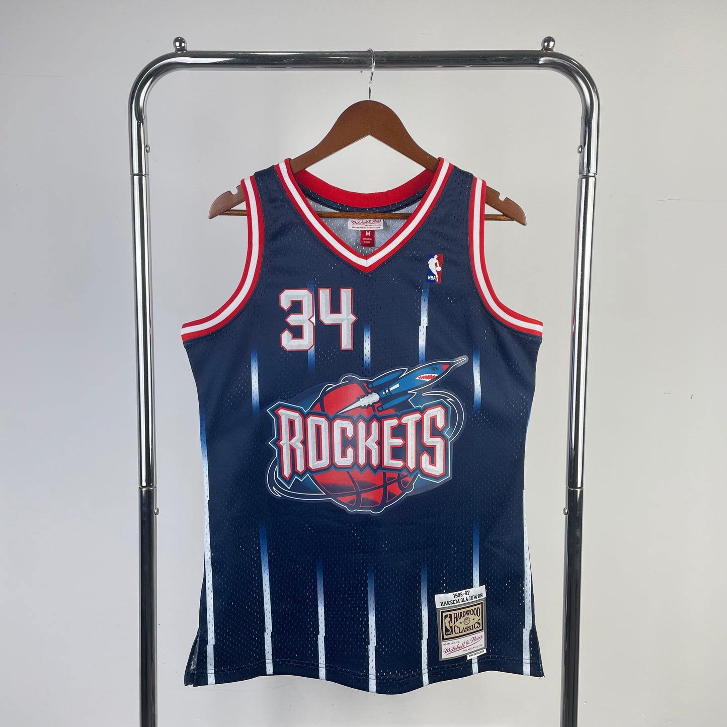 Houston Rockets 1996-97 Hakeem Olajuwon Navy Mitchell & Ness Hardwood Classics Swingman Jersey