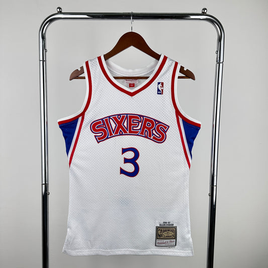 Philadelphia 76ers 1996-97 Allen Iverson White Mitchell & Ness Swingman Hardwood Classics Jersey