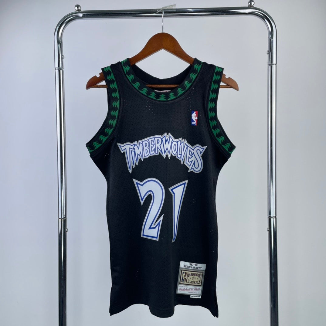 Minnesota Timberwolves 1997-98 Kevin Garnett Mitchell & Ness Hardwood Classics Black Swingman Jersey