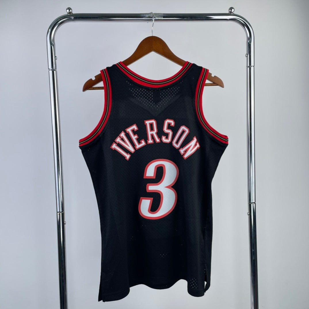 Philadelphia 76ers 1996-97 Allen Iverson Black Mitchell & Ness Swingman Hardwood Classics Jersey