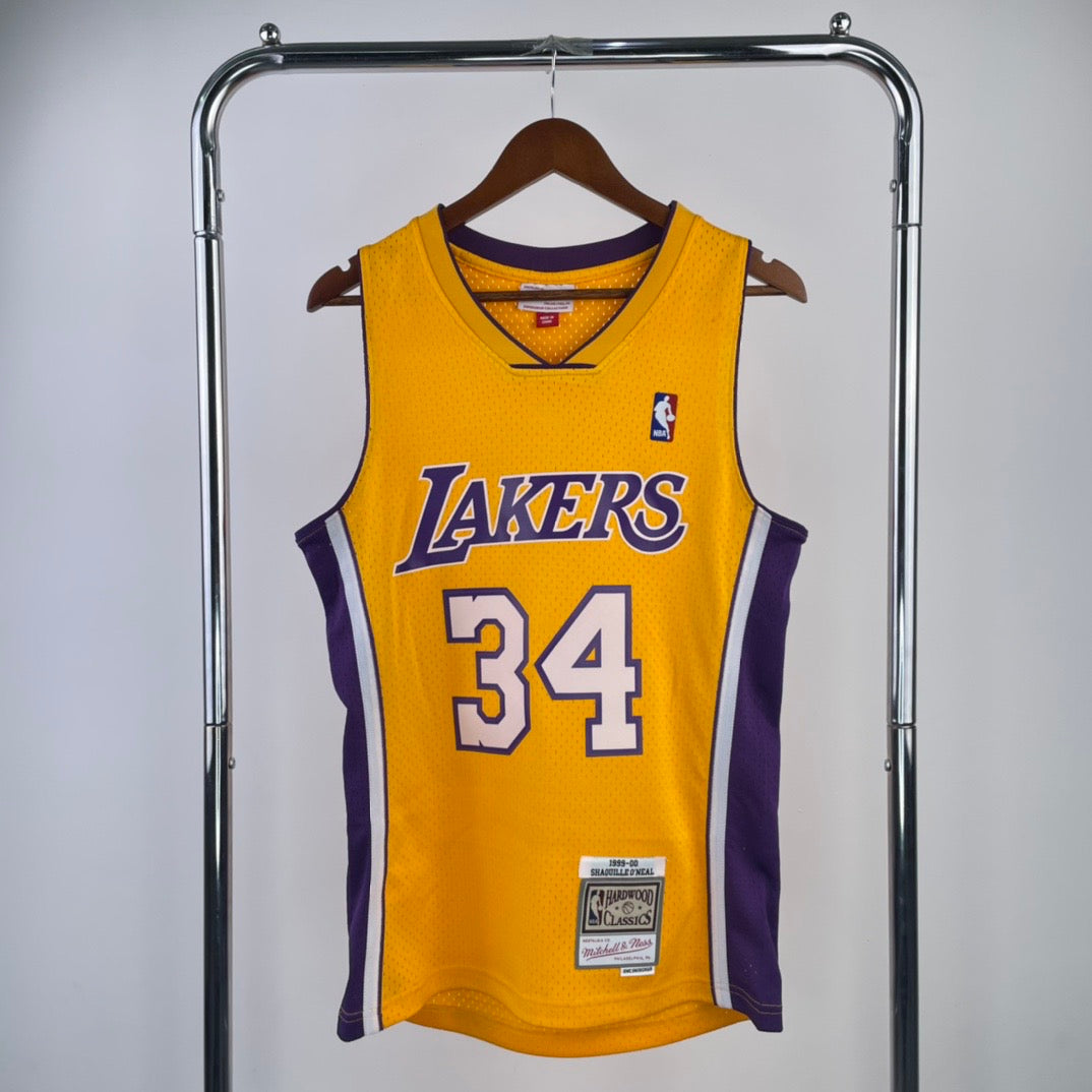 Los Angeles Lakers 1999-00 Shquille O'Neal Gold Mitchell & Ness Hardwood Classics Swingman Jersey