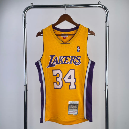 Los Angeles Lakers 1999-00 Shquille O'Neal Gold Mitchell & Ness Hardwood Classics Swingman Jersey